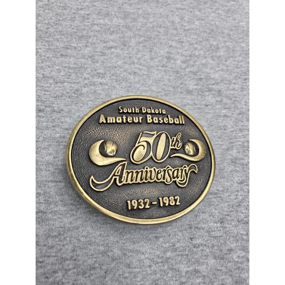 South Dakota Amateur Baseball League 50th Anniversary Solid Brass Belt Buckle